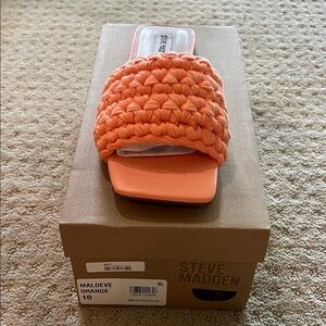 Steve Madden Vibrant Orange Woven Slides
